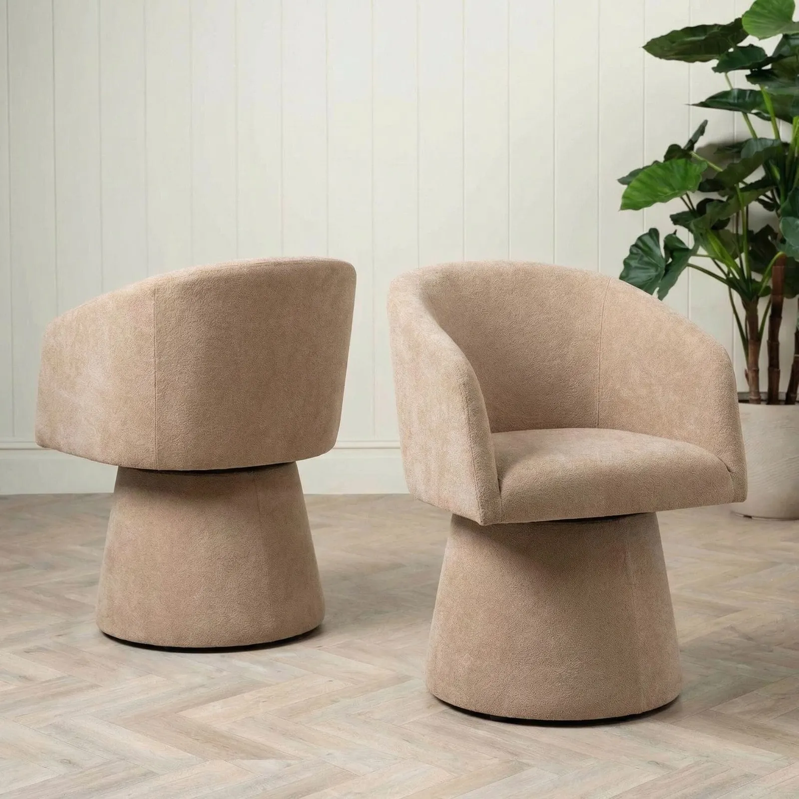 Carmen Swivel Armchair, Neutral Fabric | Barker & Stonehouse