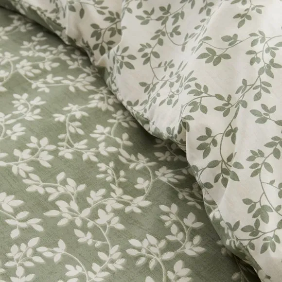 Bianca Shadow Leaves 200 Thread Count 100% Cotton Duvet Cover & Pillowcase Set 4