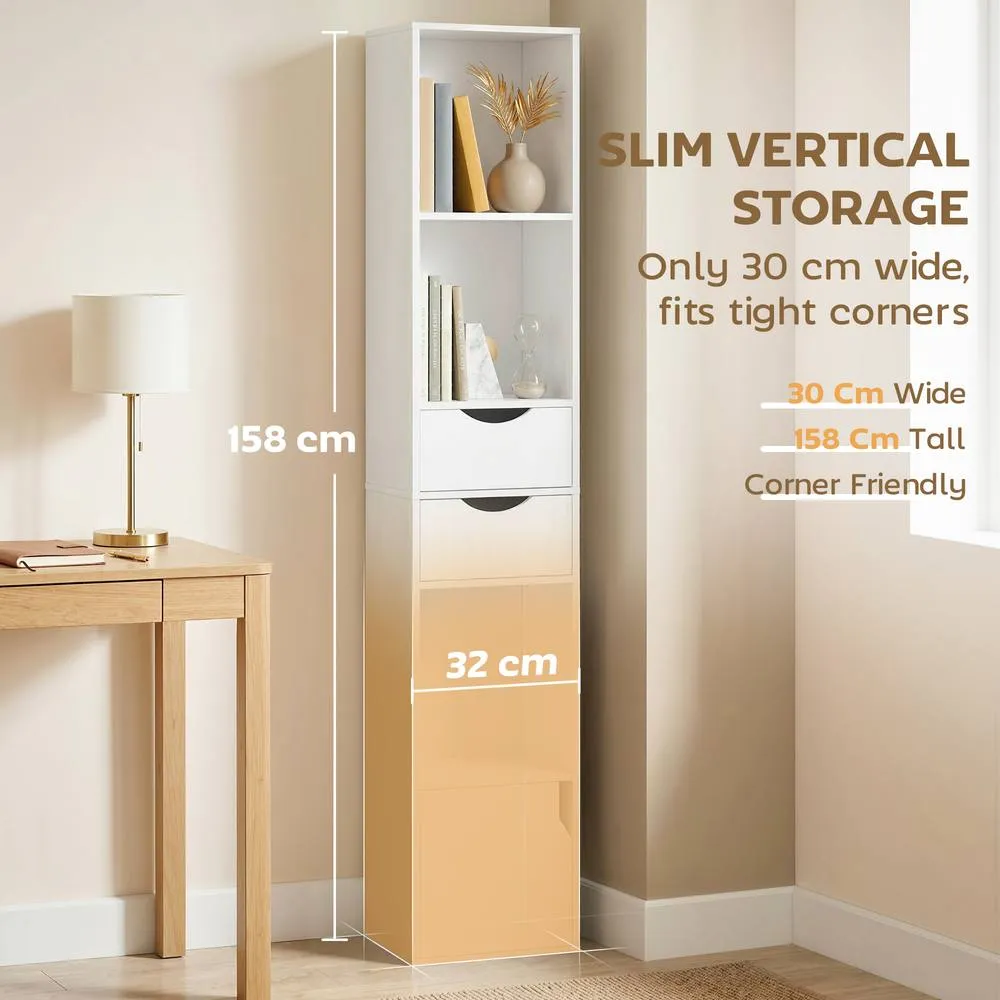 HOMCOM Bookcase with Drawers Adjustable Shelf 158 cm in White 4