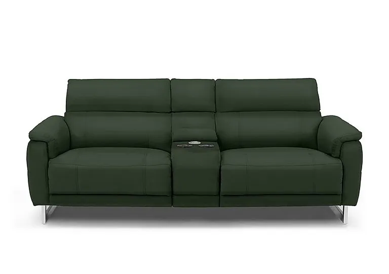 Moet 3 Seater Leather Power Recliner Sofa with Telescopic Headrests and Smart Console - Oslo Pine