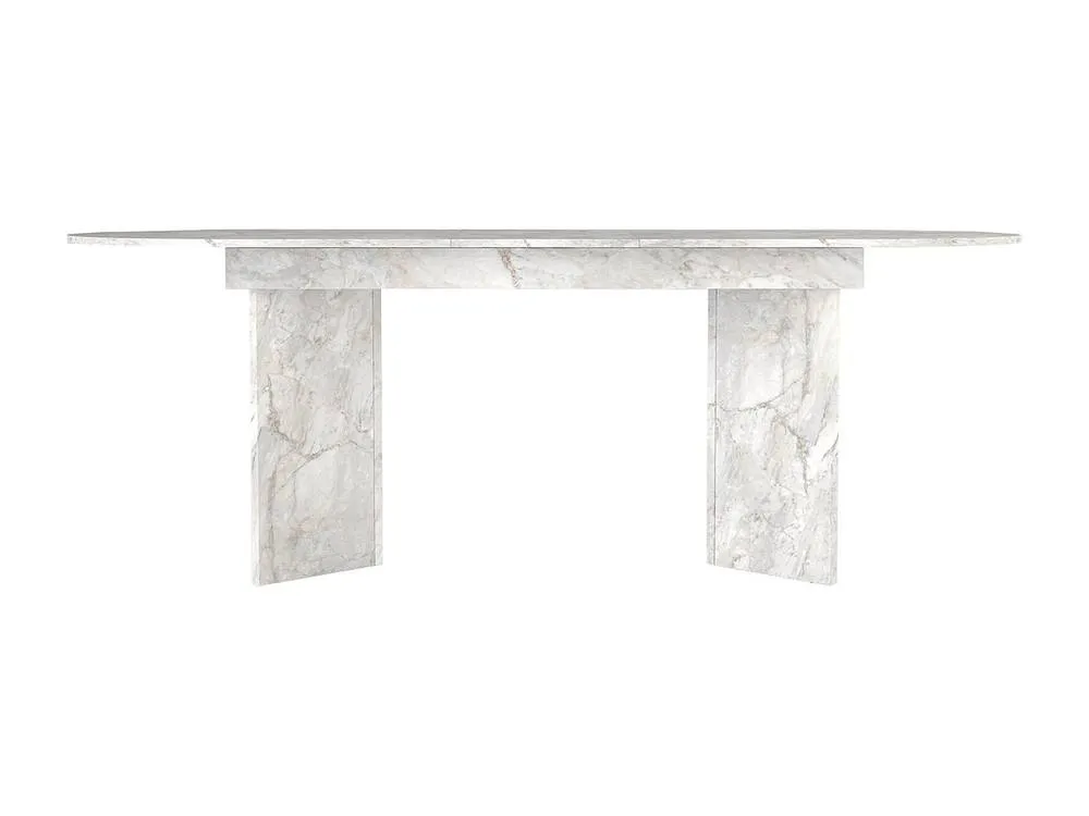 Vente-unique Extendable Dining Table Seating 6 To 10 - White Marble Effect - 6