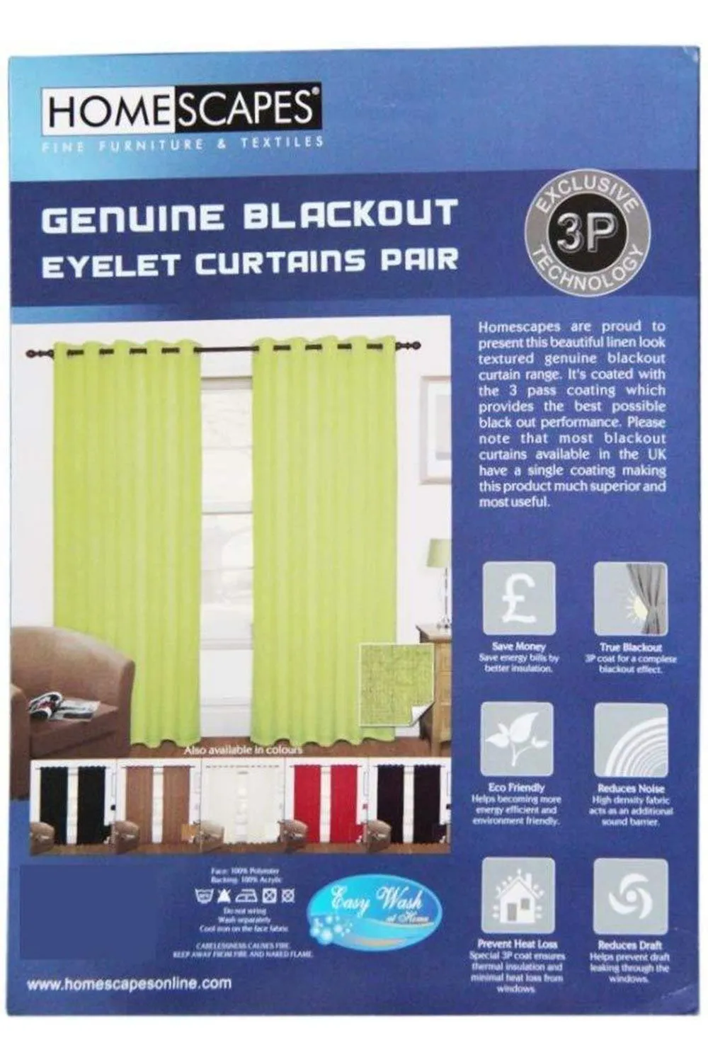 Homescapes Thermal Blackout Eyelet Curtain Pair in Black 3