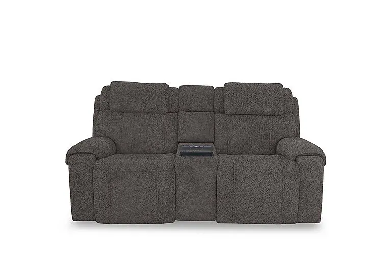 Hollywood Fabric 2 Seater Power Recliner Media Sofa with Power Headrests and Storage Arms - Dark Grey