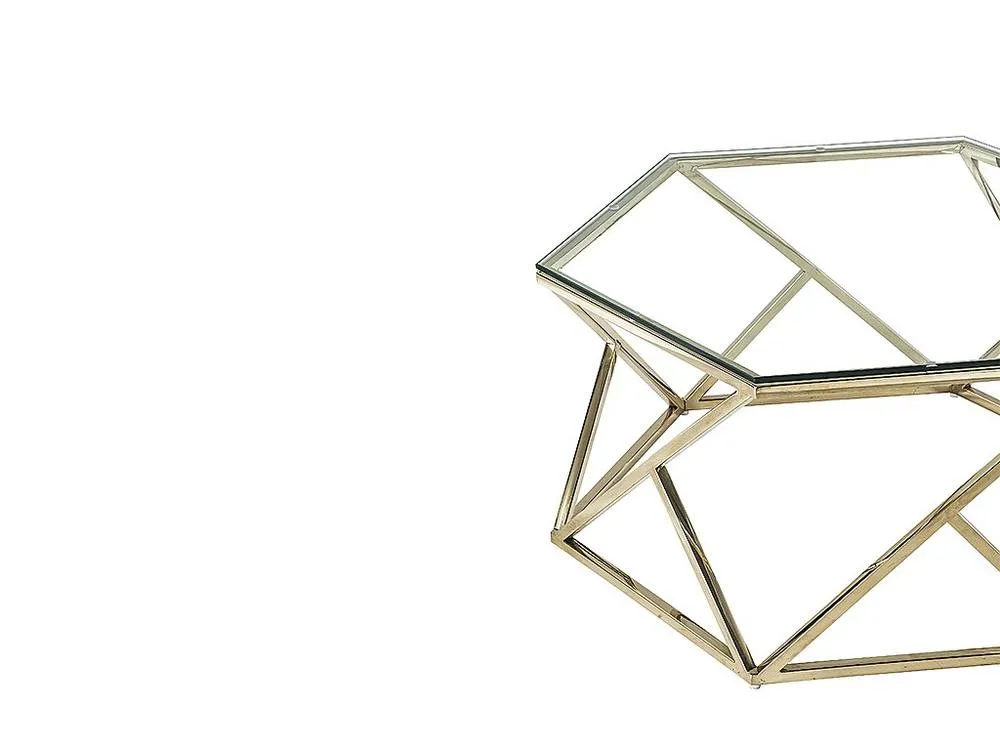 Vente-unique Tempered Glass & Stainless Steel Coffee Table - Gold - KERIANE 6