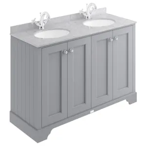 Bayswater Victrion Plummett Grey Traditional Freestanding Vanity Unit & Grey Marble Top Basin - 1200mm