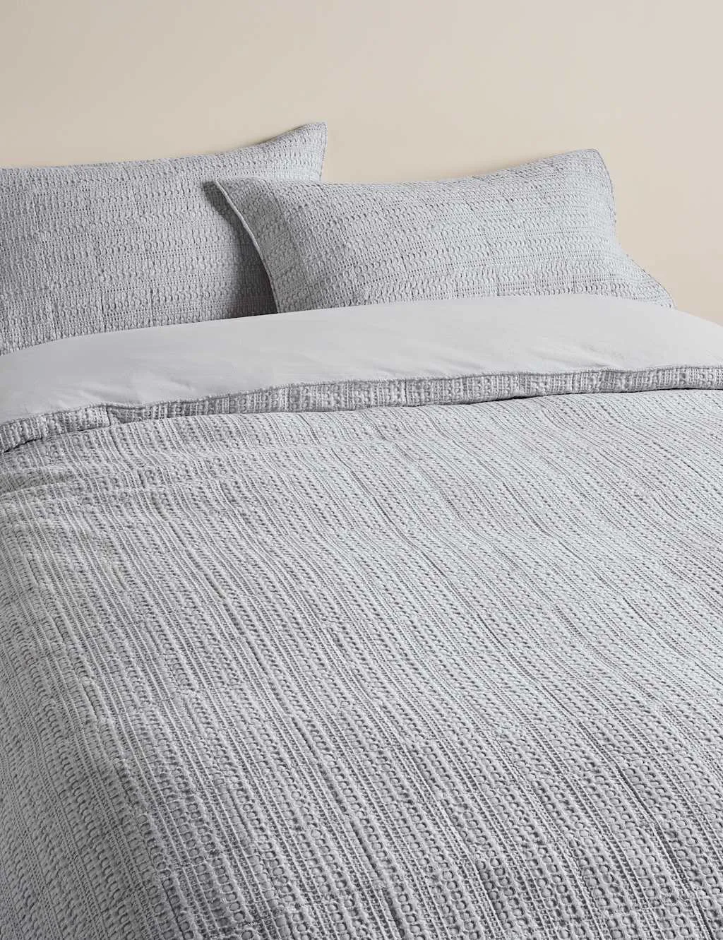 M&S Pure Cotton Quilted Waffle 2.5 Tog Bedding Set Dove