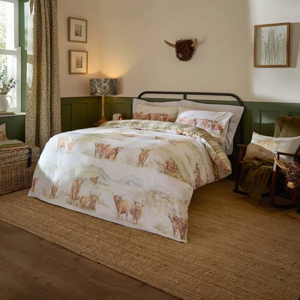 Voyage Maison Highland Cattle 100% Cotton Reversible Duvet Cover Set 6
