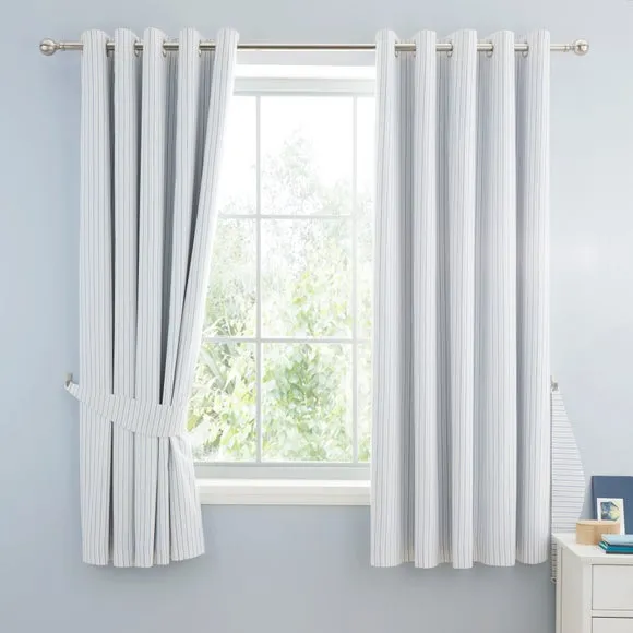 Stripe Cotton Blackout Eyelet Curtains 2