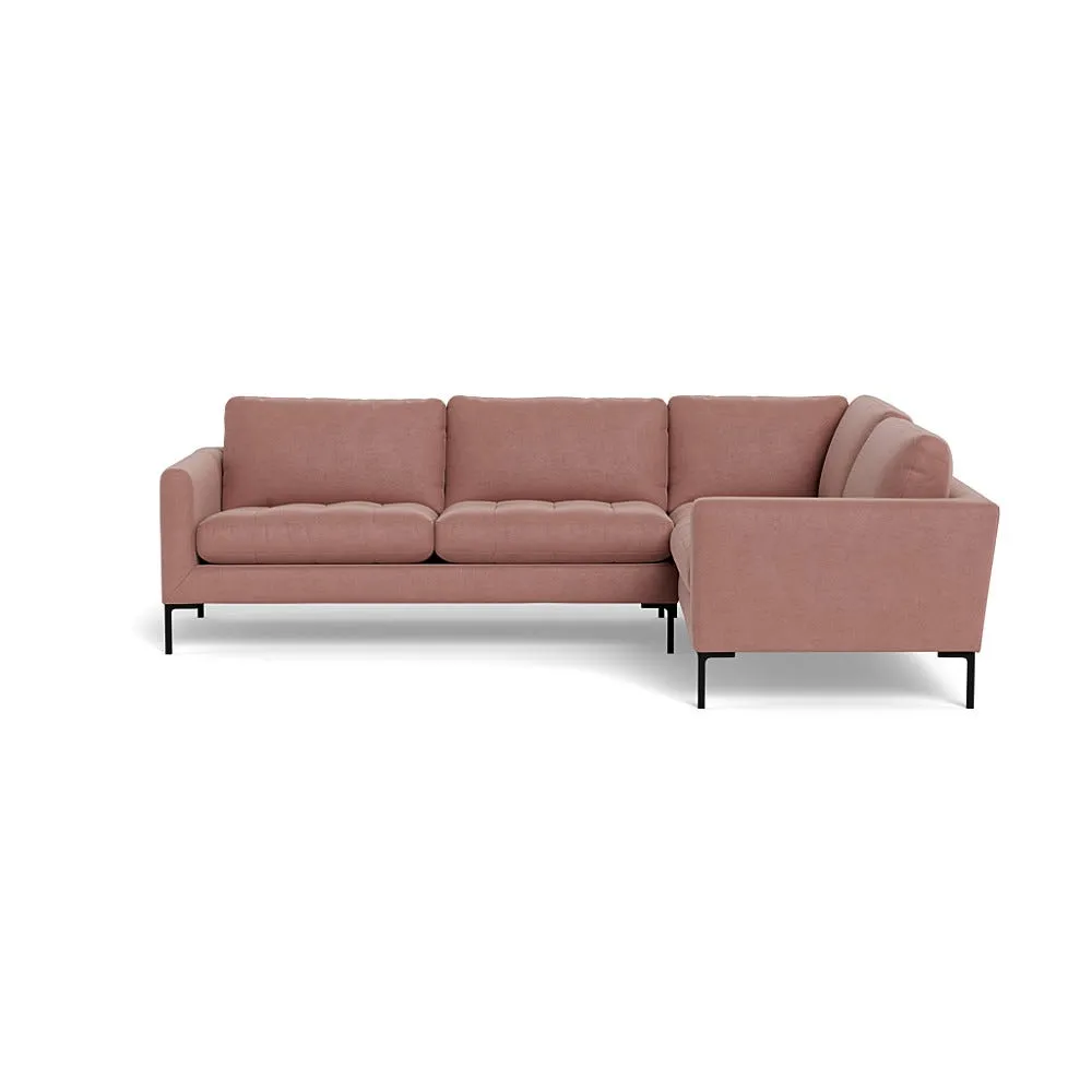 Heal's Eton Right Hand Facing Corner Sofa Smart Luxe Velvet Dusky Pink Black Feet
