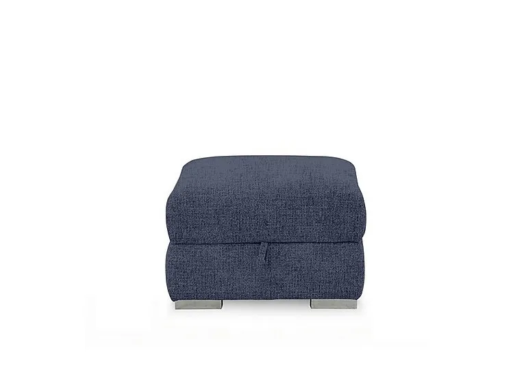 Edison Fabric Storage Footstool - Dark Denim