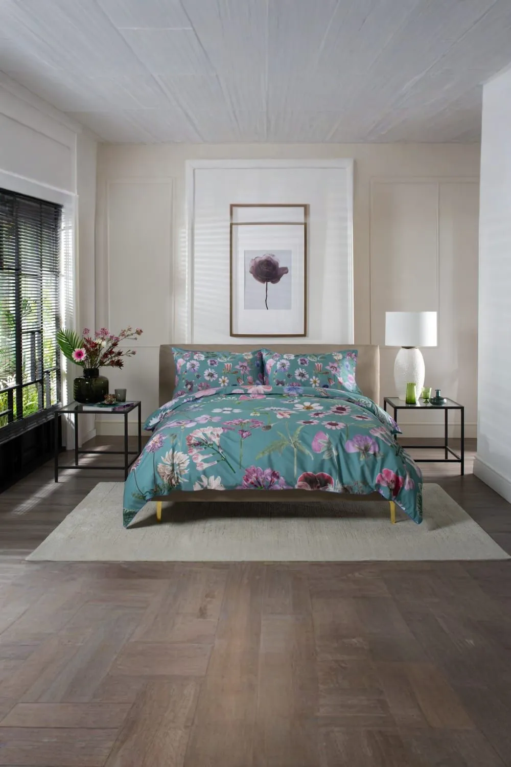 The Lyndon Company Botanical Flower 200TC 100% Cotton Luxury Duvet Cover Set in Green