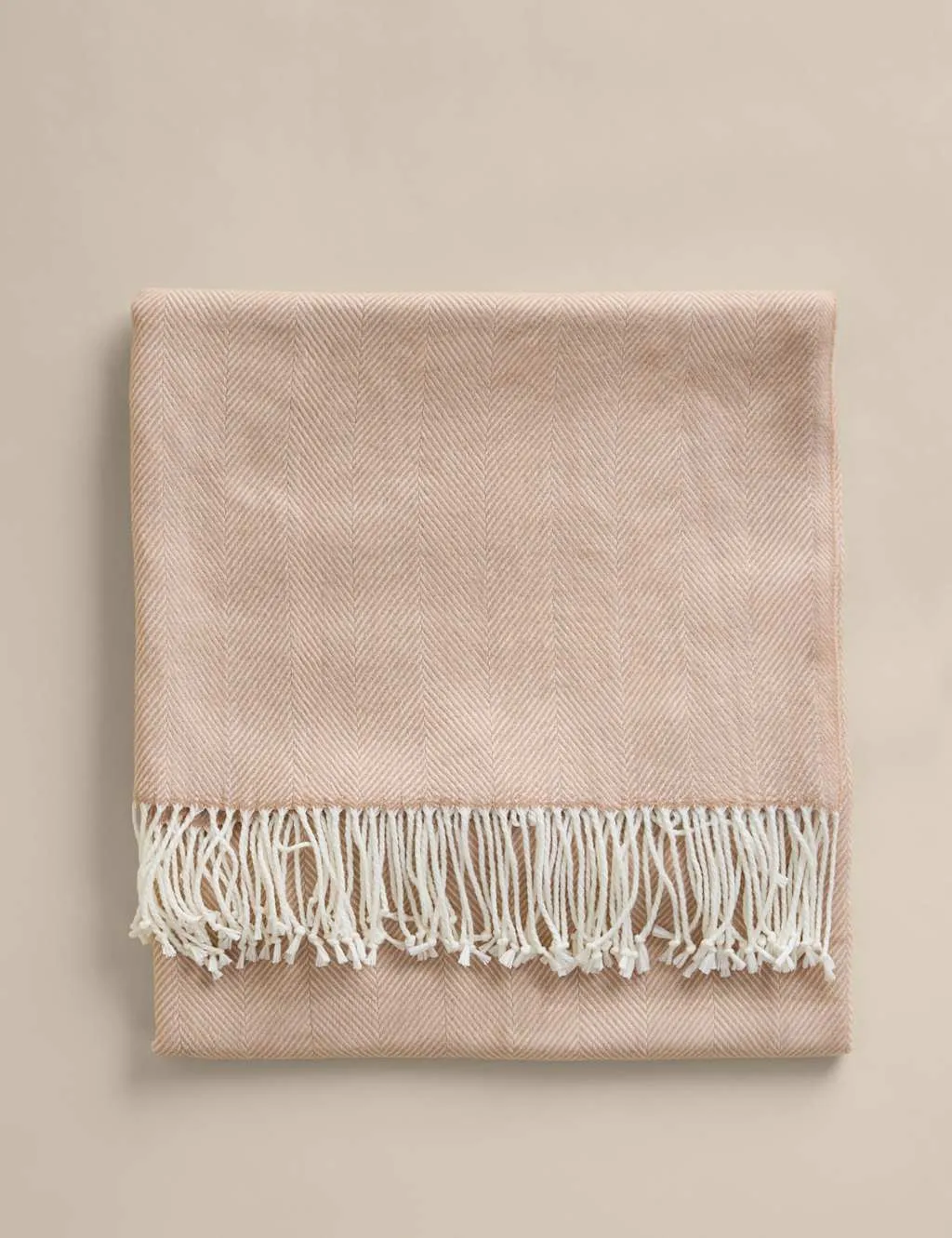 M&S Herringbone Throw Neutral