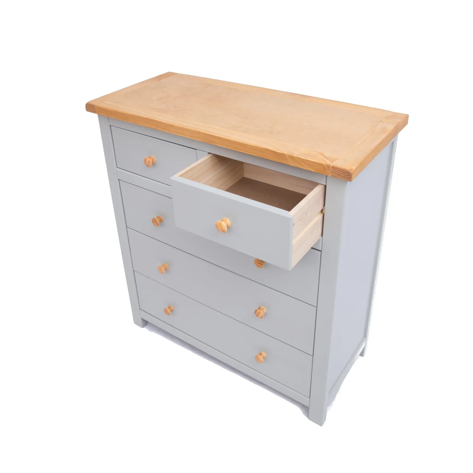 Cabinet Bits Argenta 5 Drawer Chest of Drawers Wood Knob in Light Grey 4