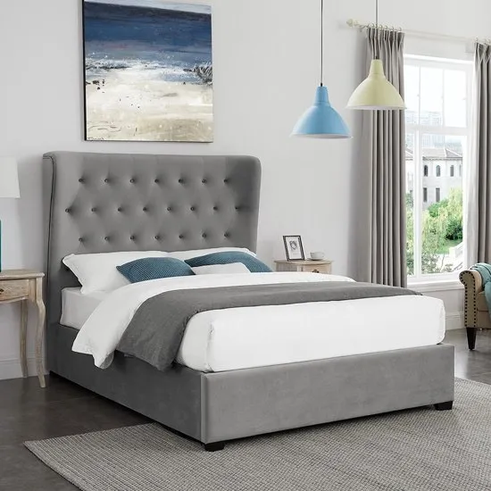 Belgravia Fabric King Size Bed In Grey