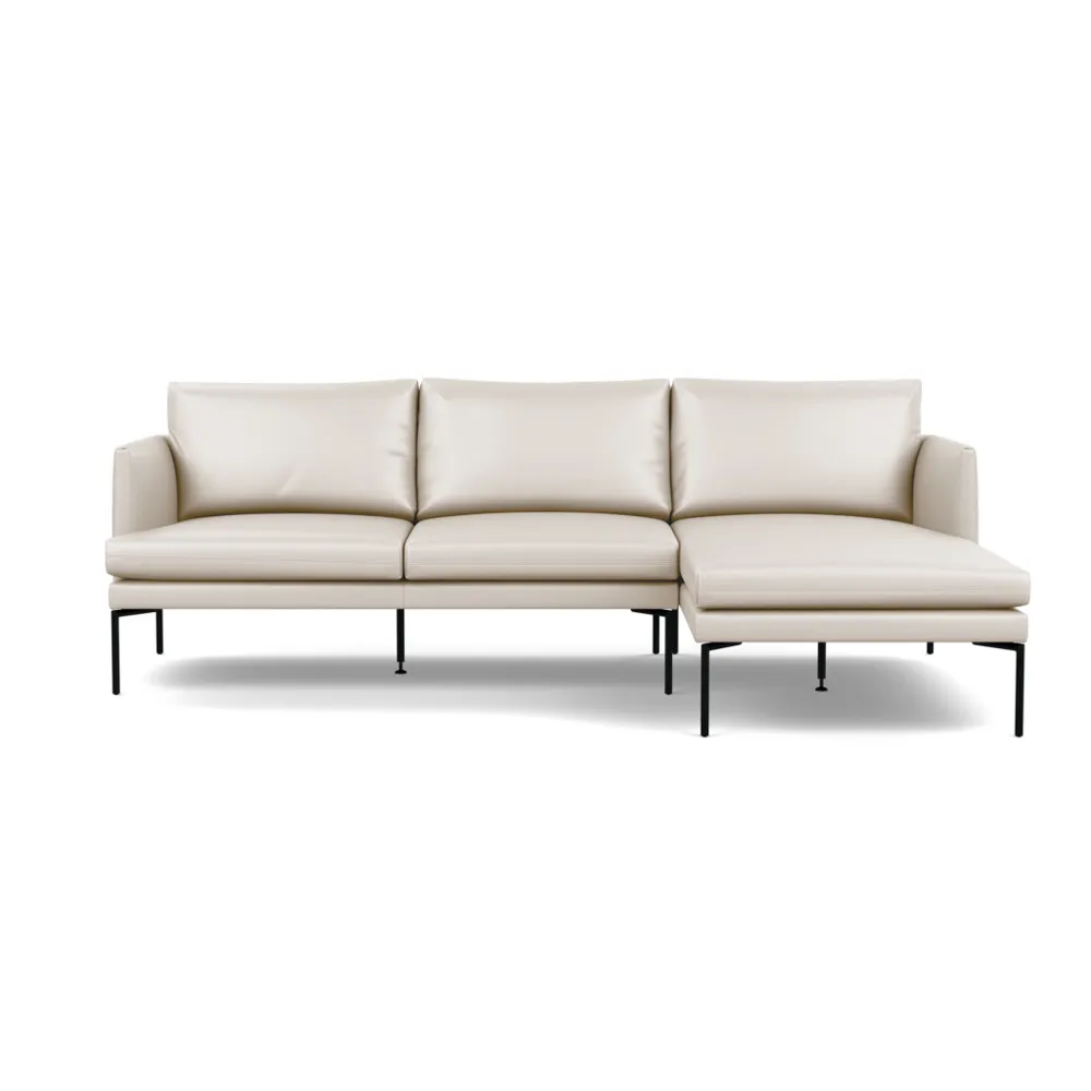 Heal's Matera Corner Chaise Sofa RHF Leather Hide Panna 7183 Black Feet