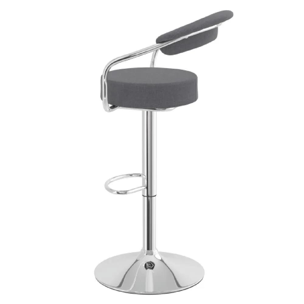 netfurniture Pinnacle Fabric Padded Breakfast Bar Stool Adjustable Height with Arms in Grey 5