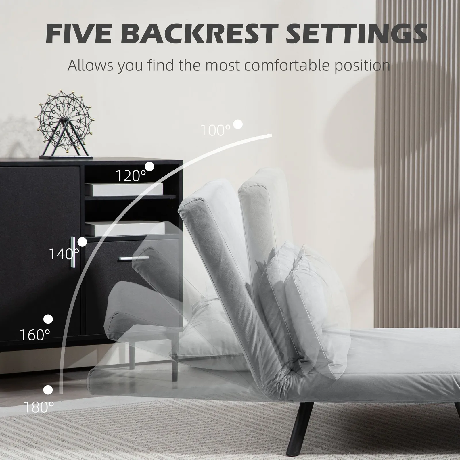 HOMCOM Click Clack 2 Seater Sofa Bed for Living Room, Guest Room in Light Grey 5