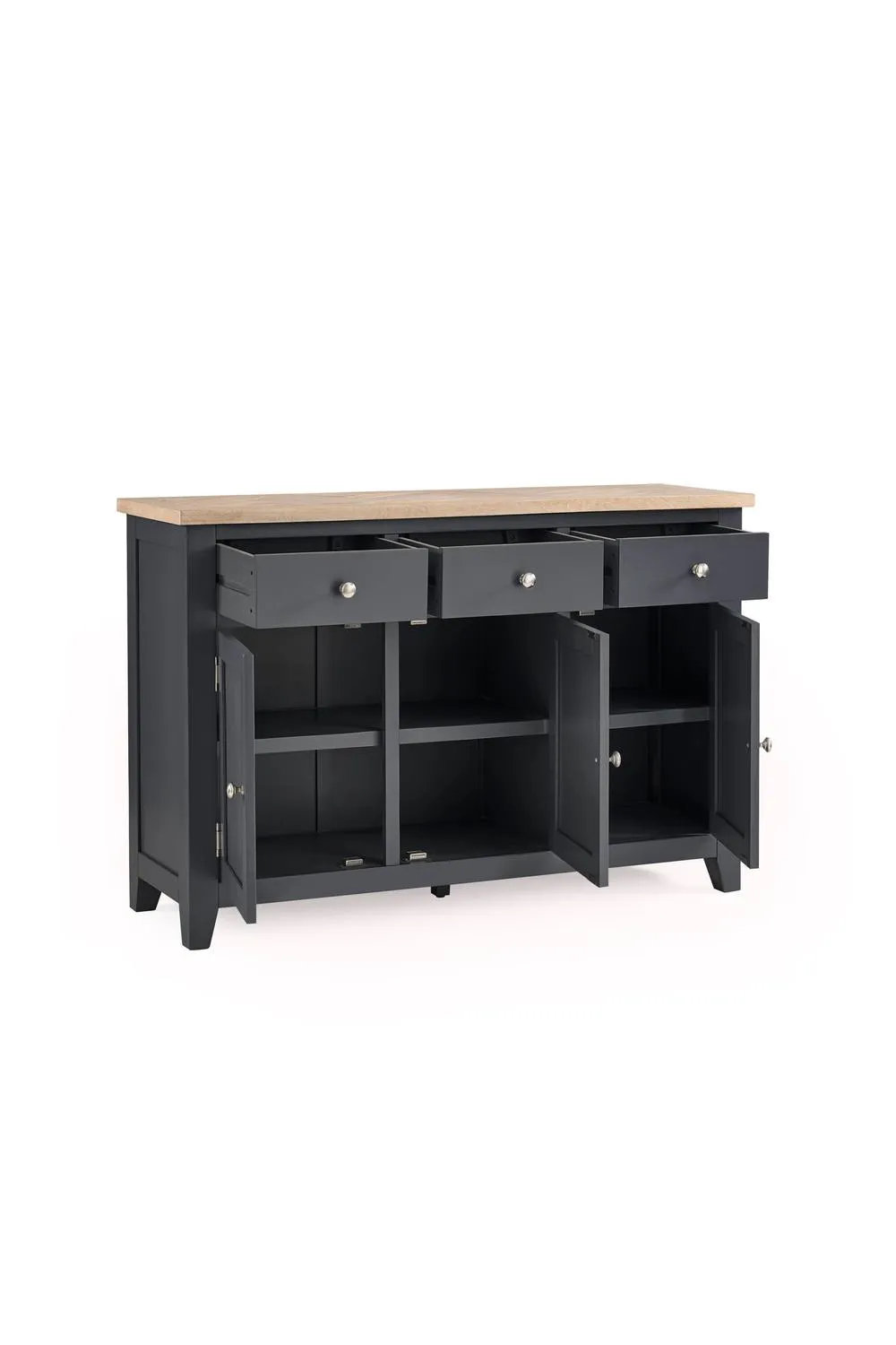 Julian Bowen Bordeaux 3 Door 3 Drawer Sideboard in Dark Grey 3