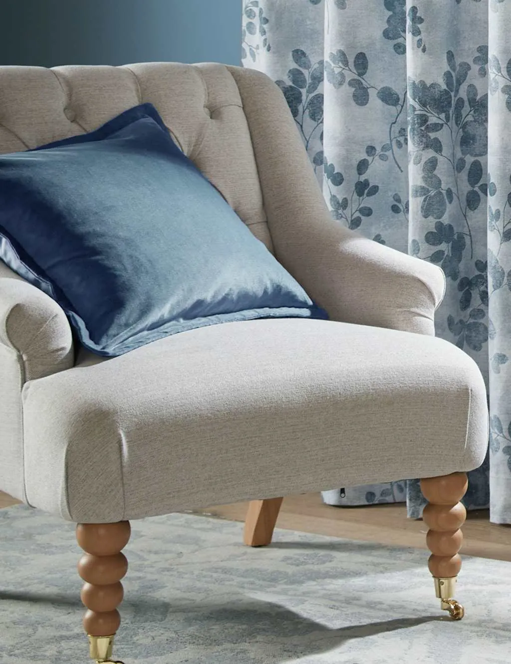 Laura Ashley Velvet Hanya Cushion Dark Blue