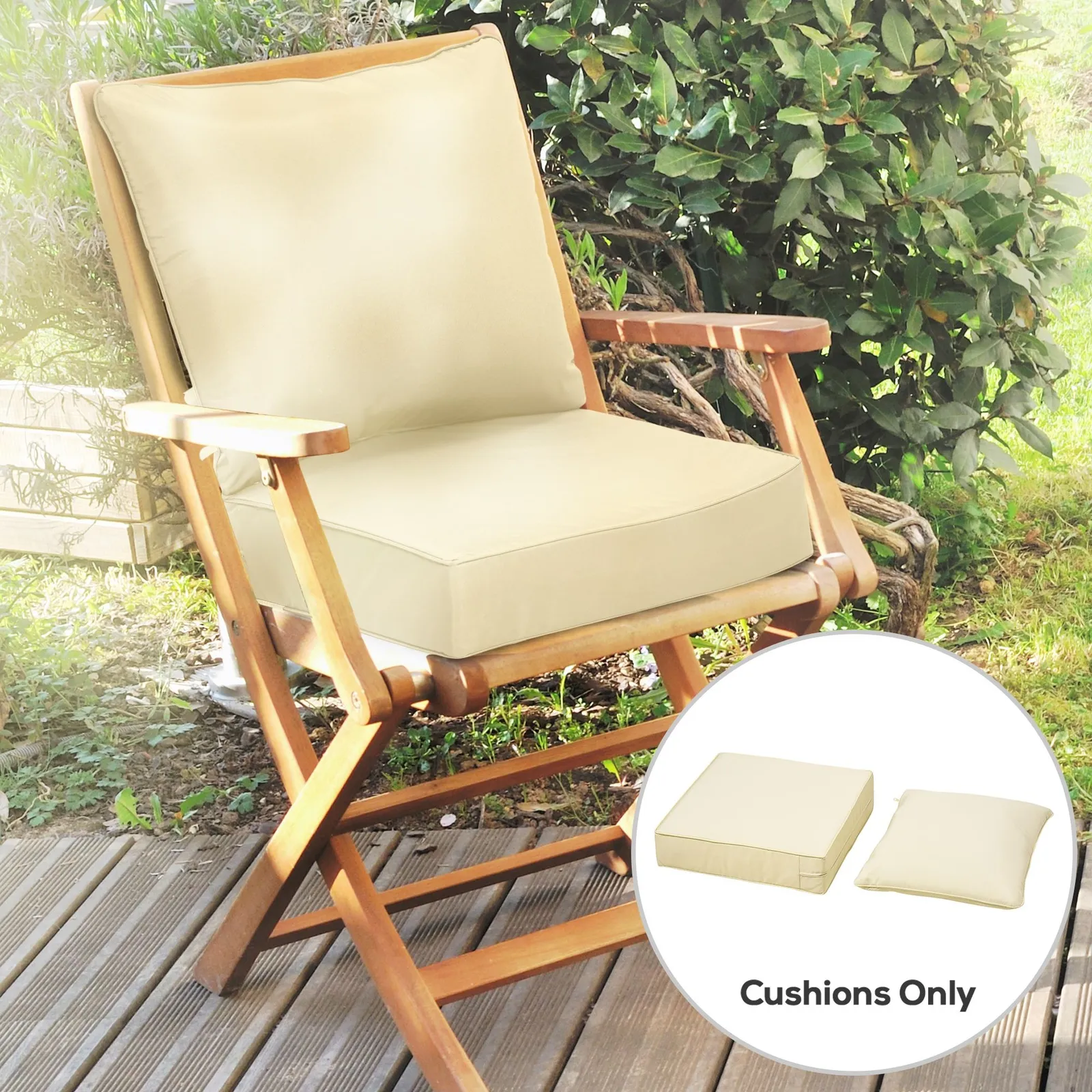 OUTSUNNY Outdoor Seat & Back Cushion Set, Olefin Patio Chair Cushion in Beige