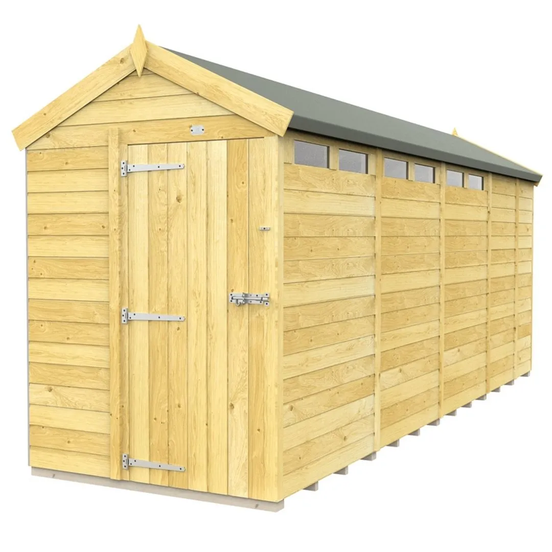 Buttercup Farm 5 x 17 Feet Apex Security Shed - Single Door - L503 x W147 x H217 cm in Brown