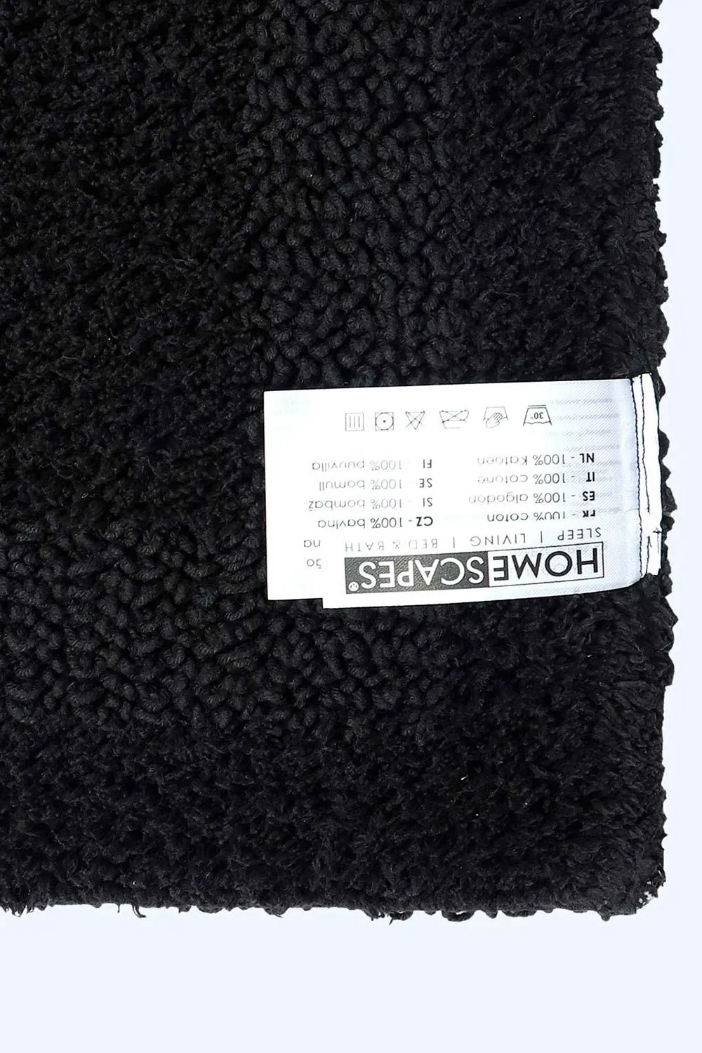 Homescapes Luxury Square Bath Mat 1600GSM 100% Cotton Reversible Shower Mat, 50cm in Black 3