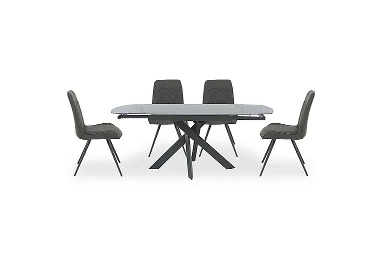 Warrior Grey Swivel Extending Dining Table with 4 Standard Chairs - Grey