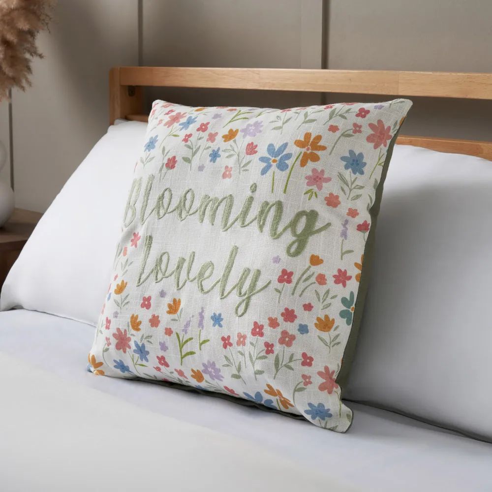 Blooming Lovely Embroidered Cushion, Multi-Coloured