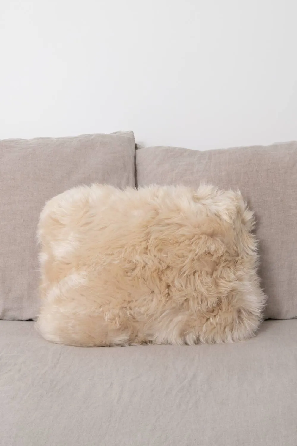 Native Natural Double Sided Beige Sheepskin Cushion 30x50cm