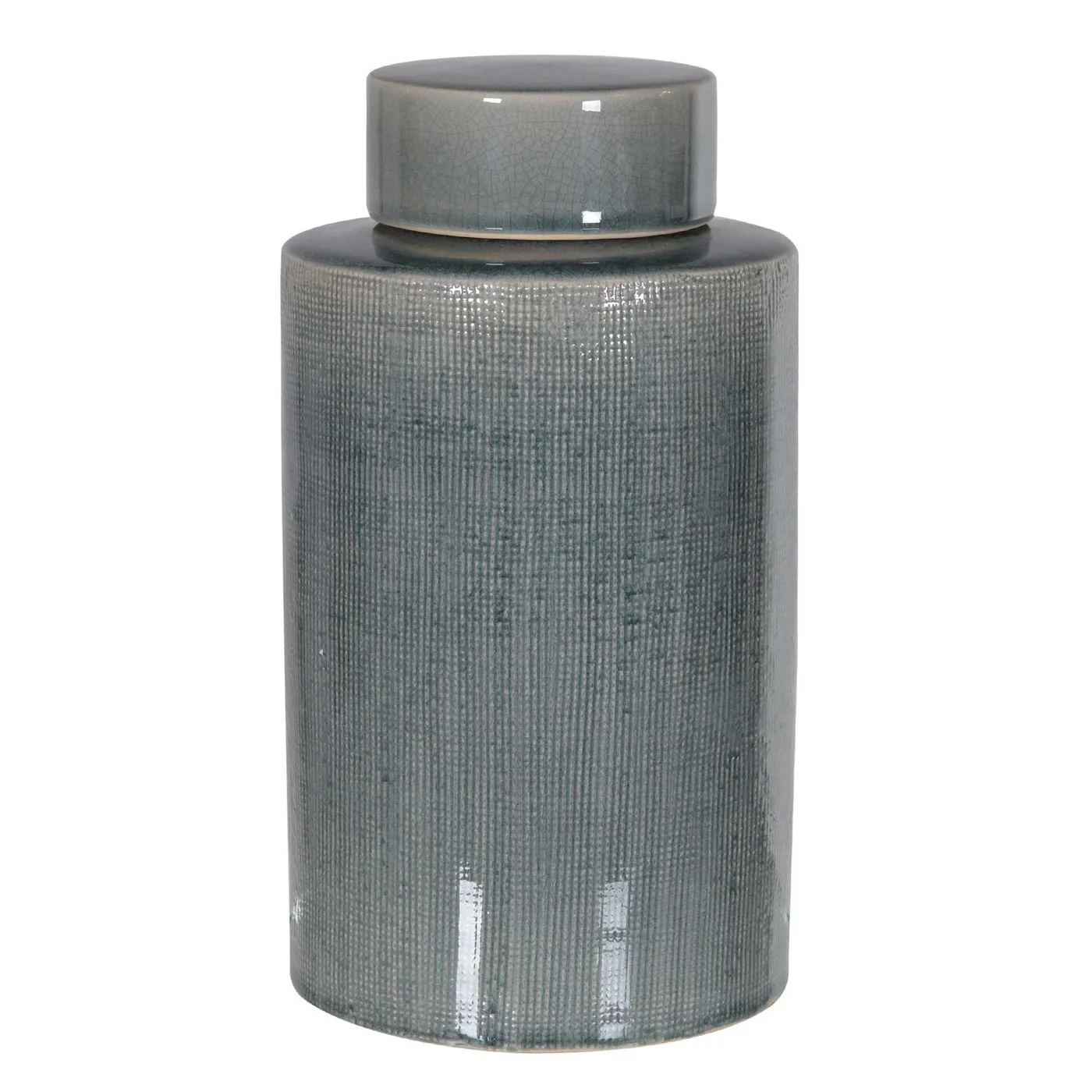Medium Glazed Ceramic Jar, Blue