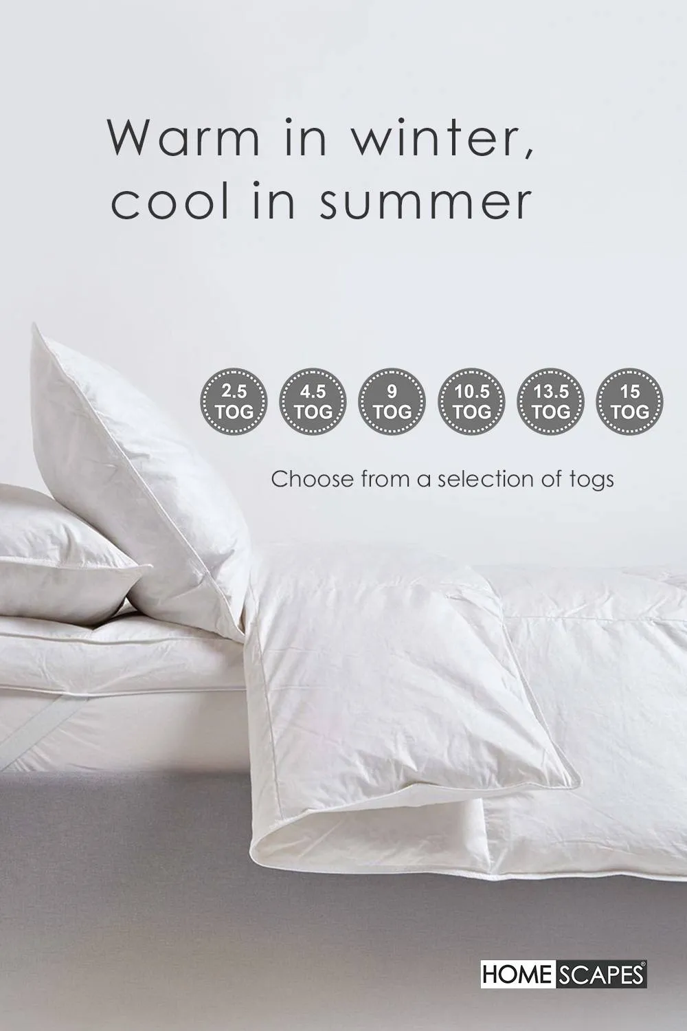 Homescapes Goose Feather & Down 2.5 Tog Summer Duvet in White 5