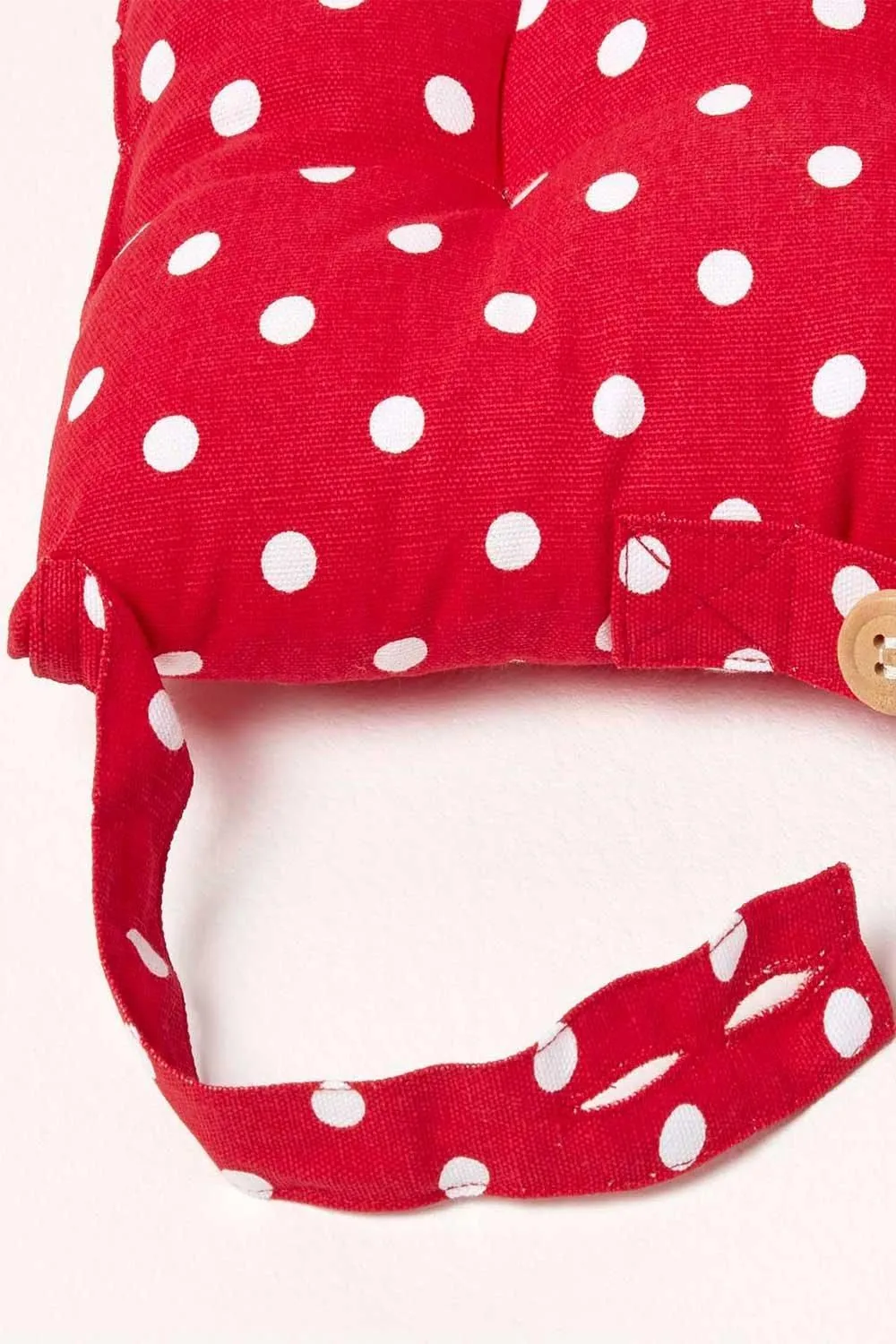 Homescapes Seat Pad Luxury Cotton Red Polka Dot Indoor Outdoor Garden Cushion, 40cm 4