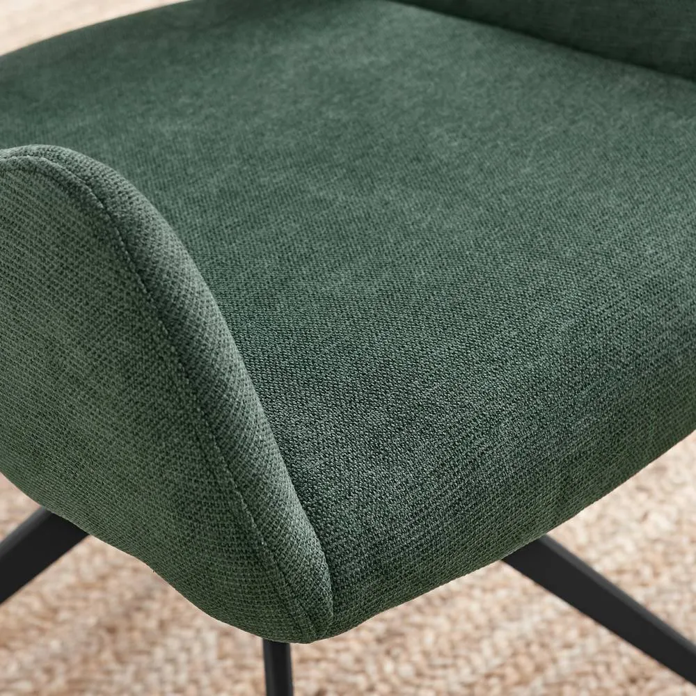 FurnitureboxUK 2x Layla Green Fabric Swivel Dining Chairs 6