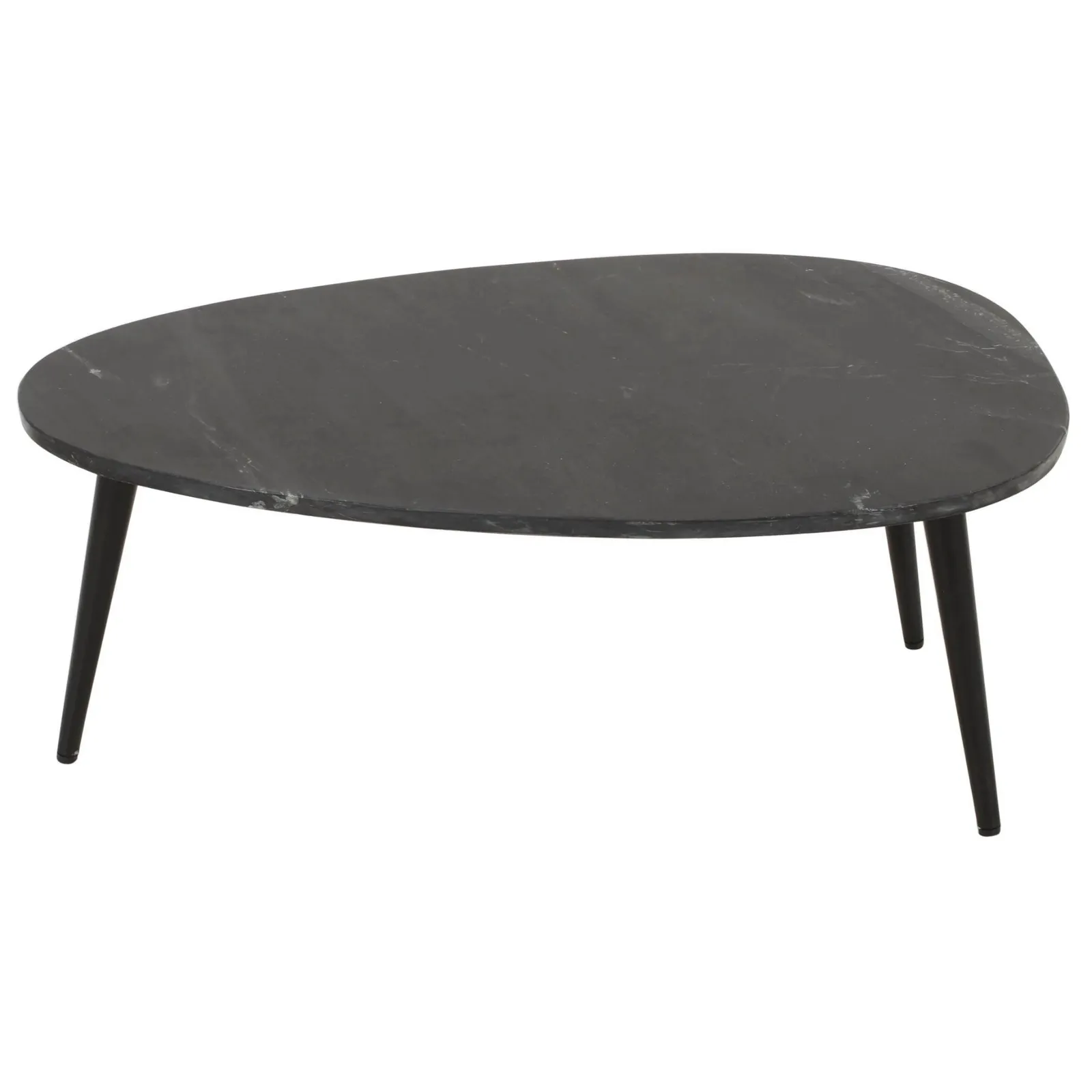 IH Design Tilden Coffee Table With Black Marble Top & Metal Legs in White 4