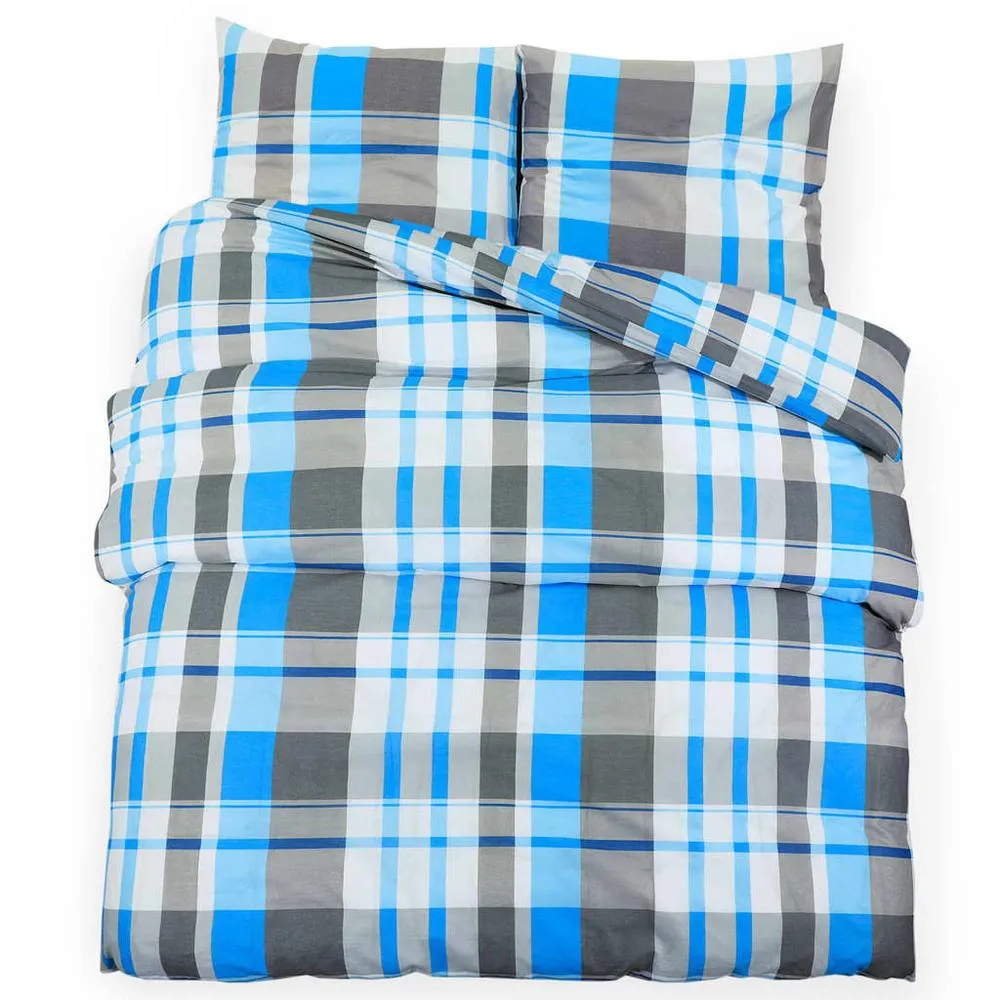 Berkfield Home Duvet Cover Set Blue & Grey 135x200 cm Cotton