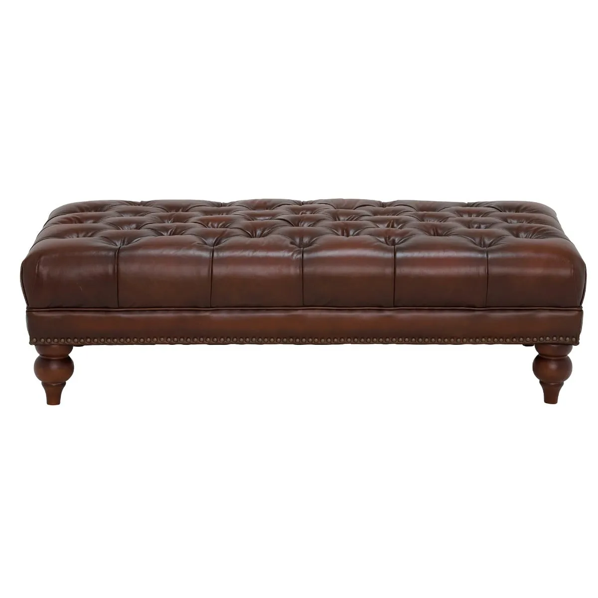 Ullswater Leather Rectangular Footstool, Brown | Barker & Stonehouse 2