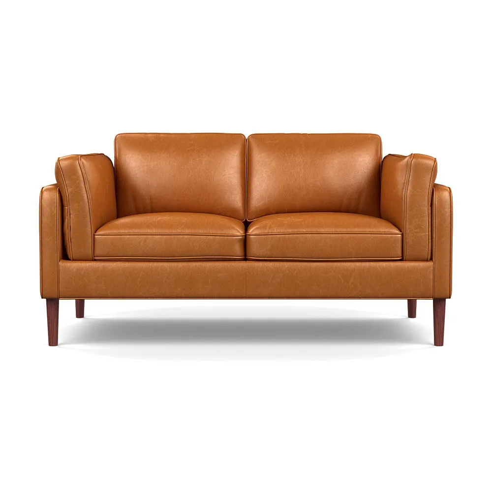 Heal's Sonno 2 Seater Leather Stonewash Toffee 277 Walnut Feet 1