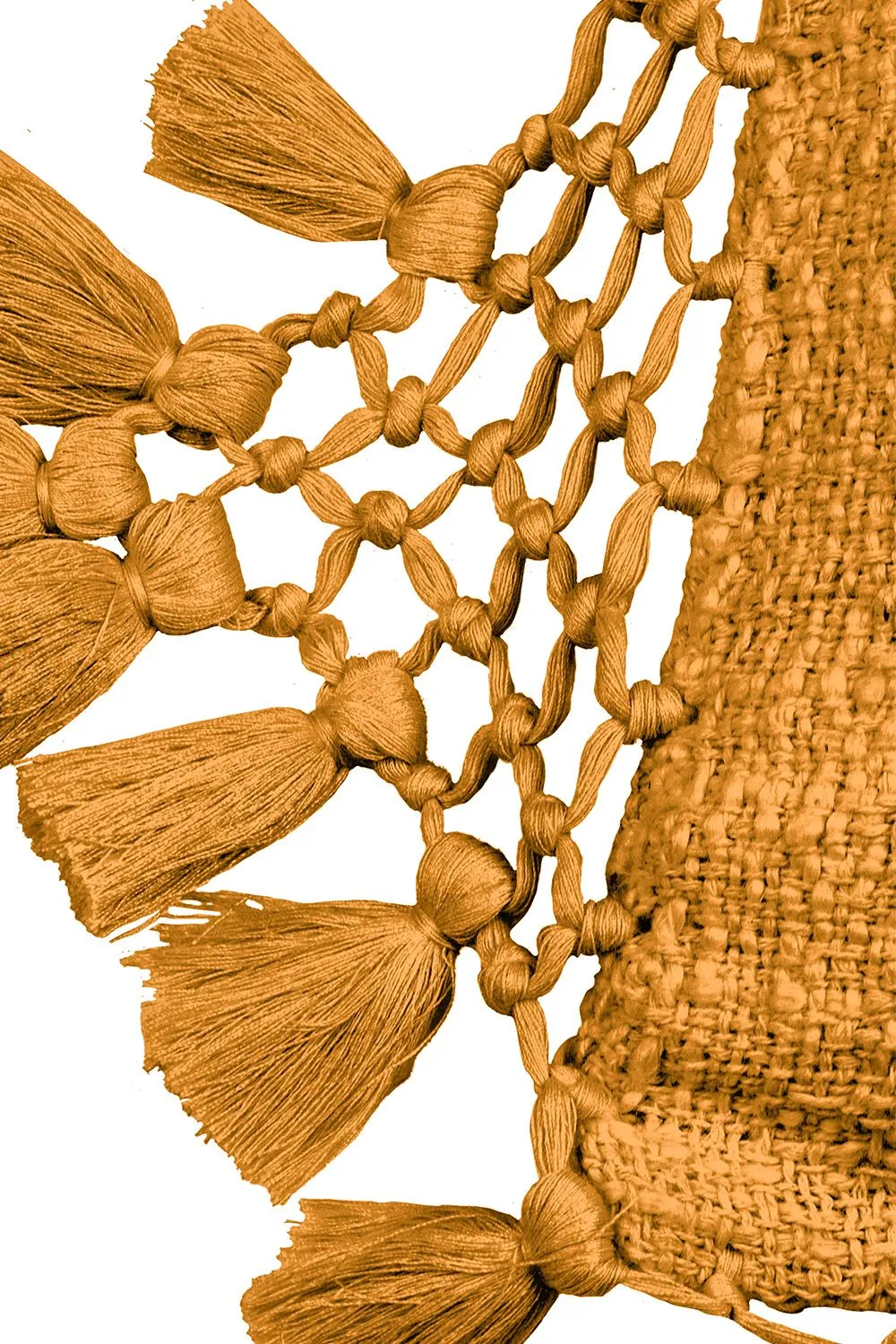 Yard Anko Slub Cotton Macrame Tassel Trimmed Cushion in Light Brown 3