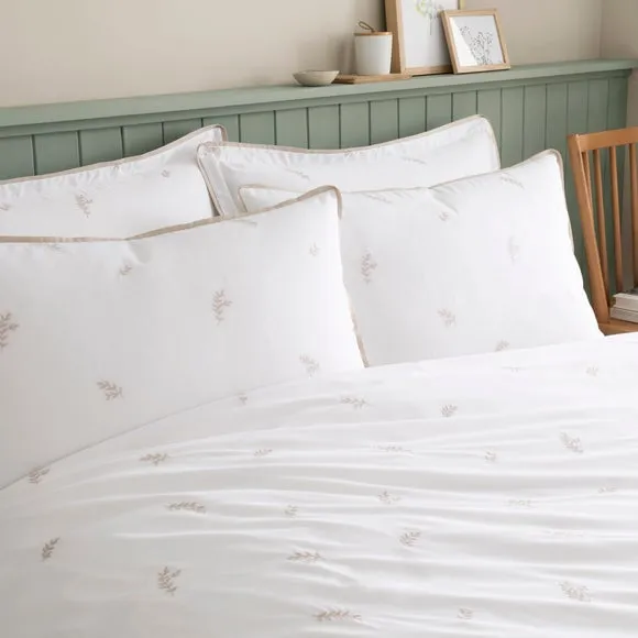 Anna Sprig Embroidery 100% Cotton Duvet Cover & Pillowcase Set 4