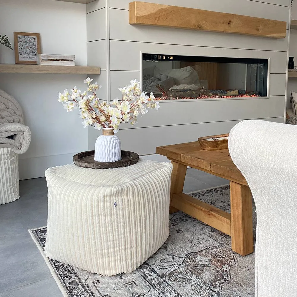 rucomfy Beanbags rucomfy Indoor Jumbo Cord Bean Bag Footstool - Cube Pouffe in Ivory