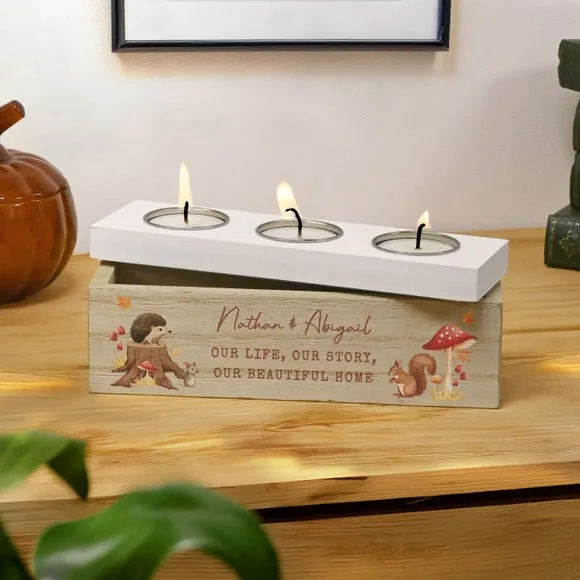 Personalised Autumn Triple Tealight Holder 3