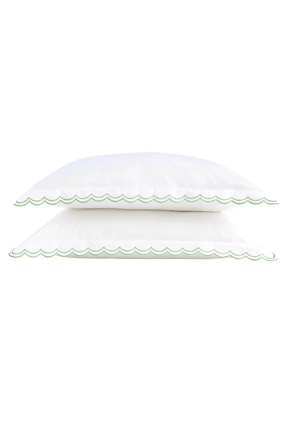 CHRISTY Scallop Edge Cotton Sateen Oxford Pillowcases in Green