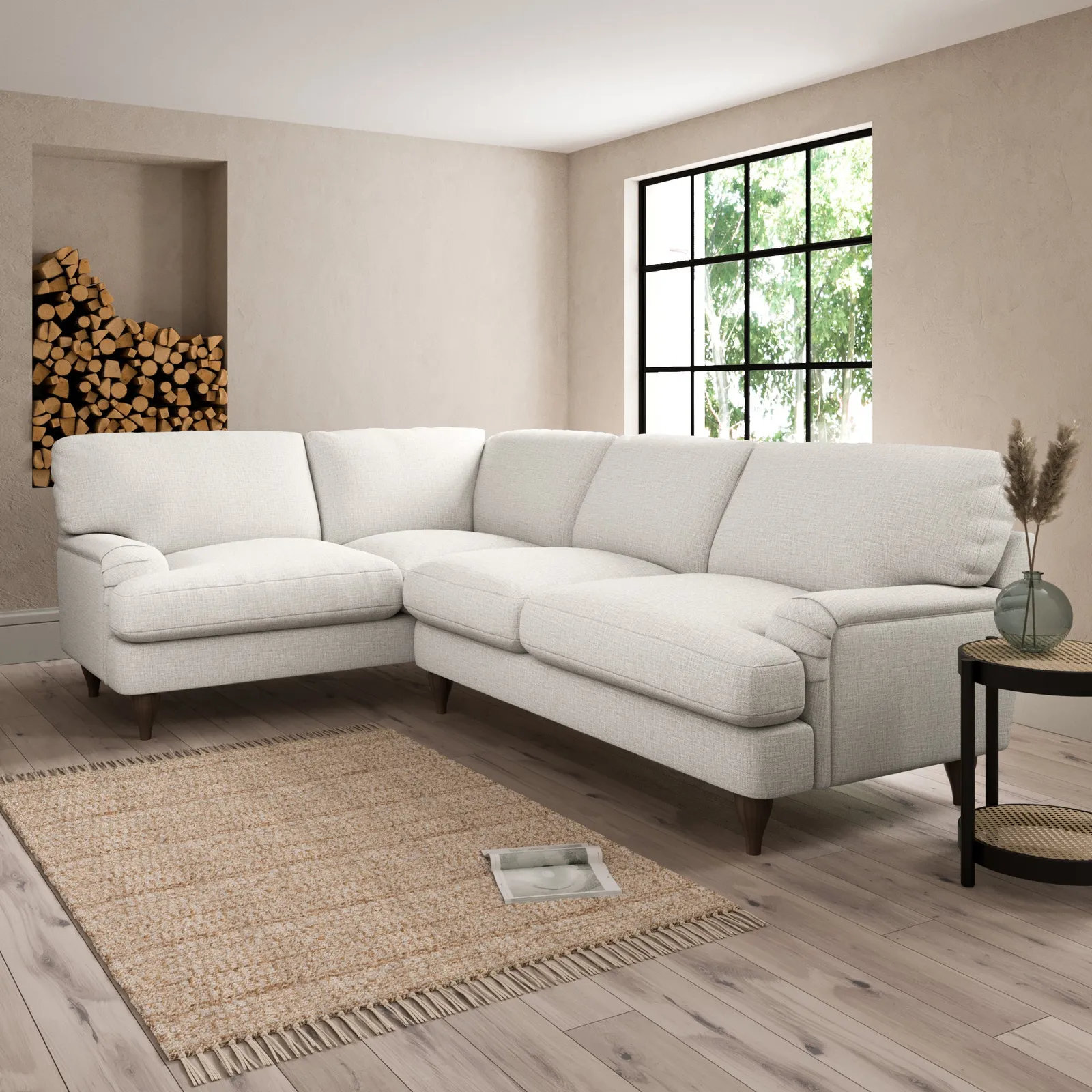 Darwin Textured Weave Left Hand Corner Sofa Textured Weave Sandstone