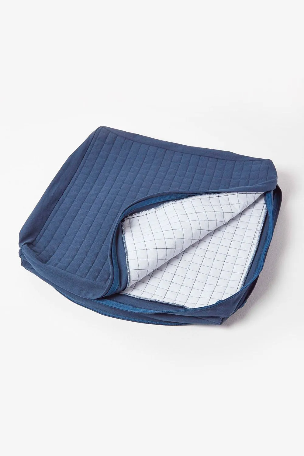 Homescapes Quilted Cotton 3 Seater Orthopaedic Booster Cushion Cover in Navy 3