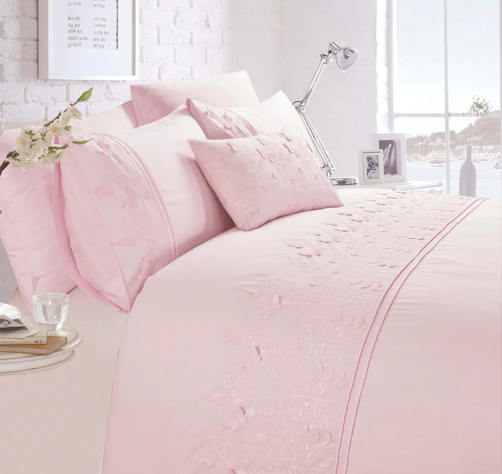 Rapport Home Papillon Duvet Set King Blush, Pink