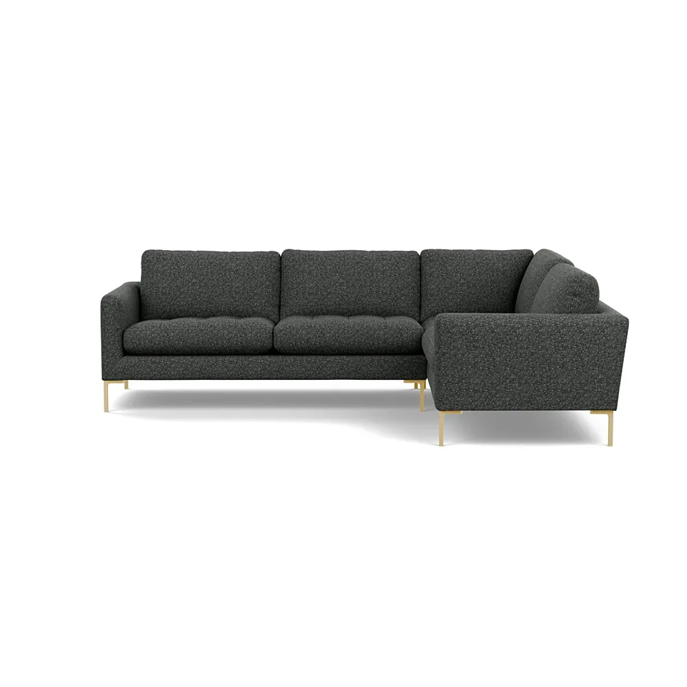 Heal's Eton Right Hand Facing Corner Sofa Brecon Charcoal Brass Feet