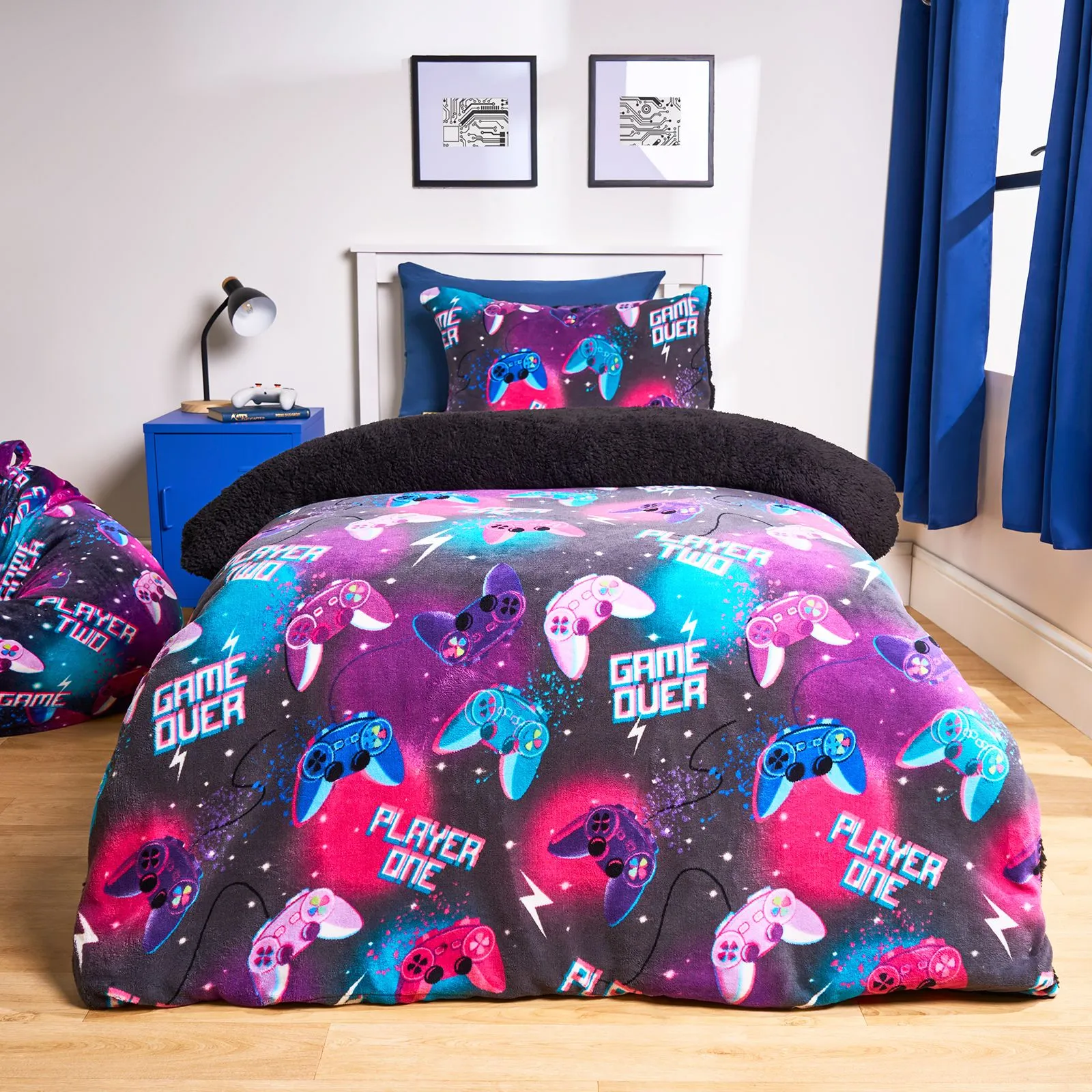 OHS Gaming Fleece Duvet Cover Set Bedding Quilt Warm