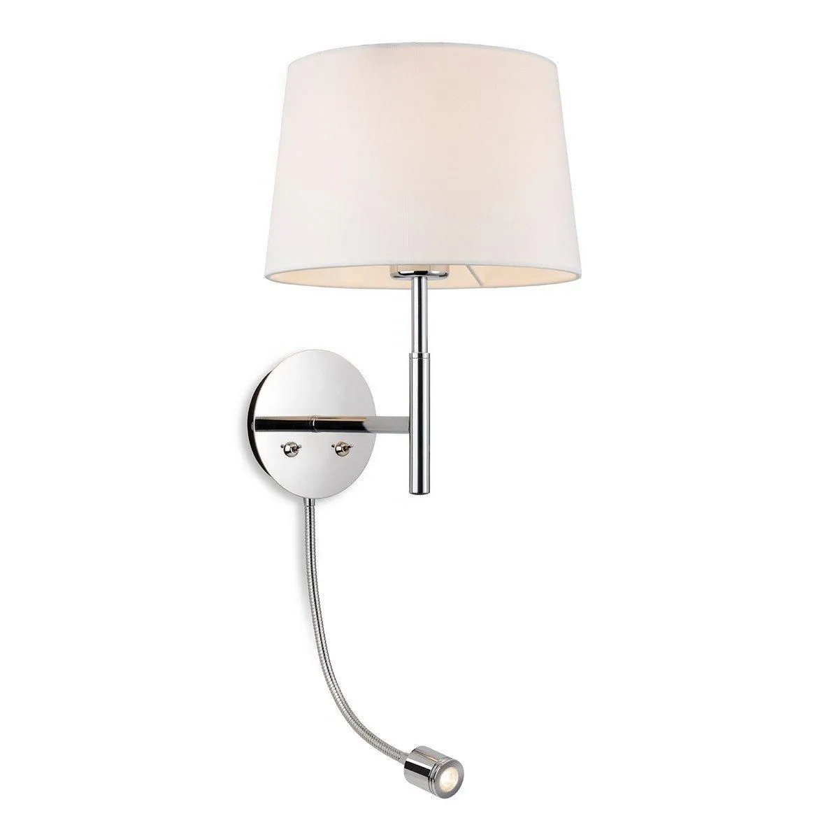Netlighting Seymour Classic Switched Wall Lamp with Adjustable Reading Light Chrome with Cream Shade in Grey