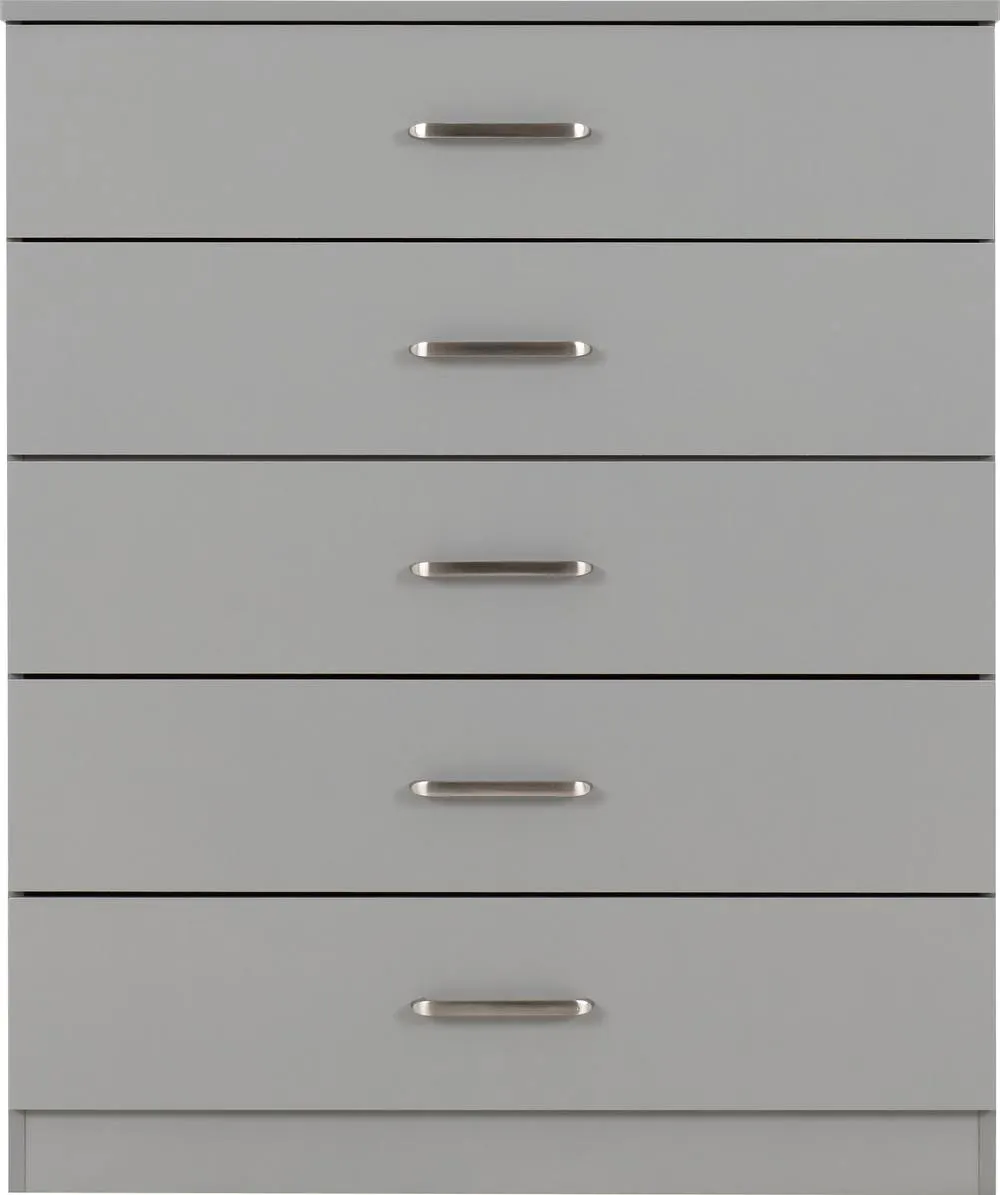 Seconique Dakotia 5 Drawer Chest in Light Grey 2