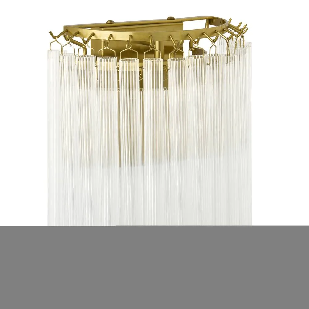 Netlighting Montpellier Wall Lamp Brushed Aged Brass Clear Ribbed Glass in Gold 6